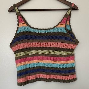 White stag boho knit rainbow tank fits small